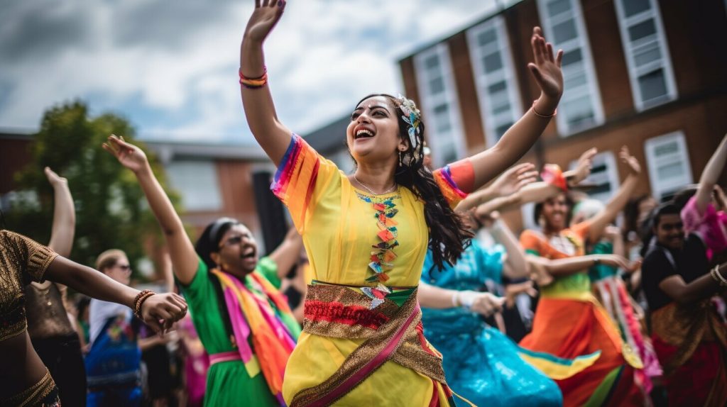 Students celebrating a cultural event